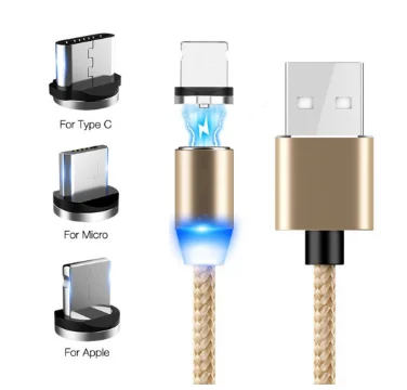 

Magnetic charging cable 3 in 1 LED Micro 8pin Type C magnetic charger USB cable for iphone 12 11 pro max Xs78 magnet data cable, Colorful