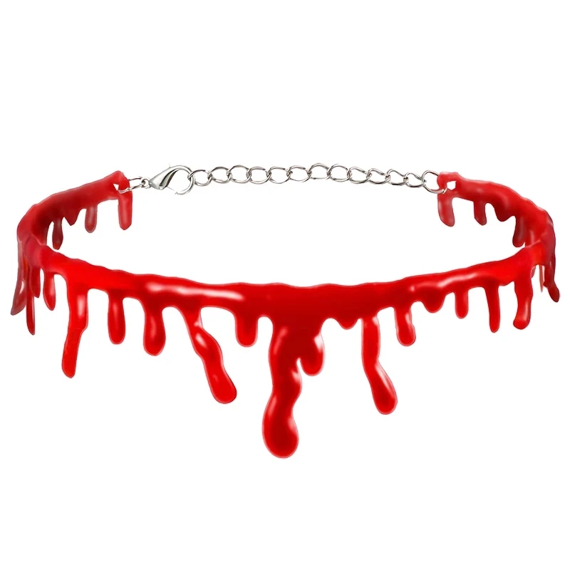 

Blood Necklace Women DIY Decorations Horror Props Kids Toy Gift Haunted House Chokers Necklaces Halloween Necklace, Picture shows