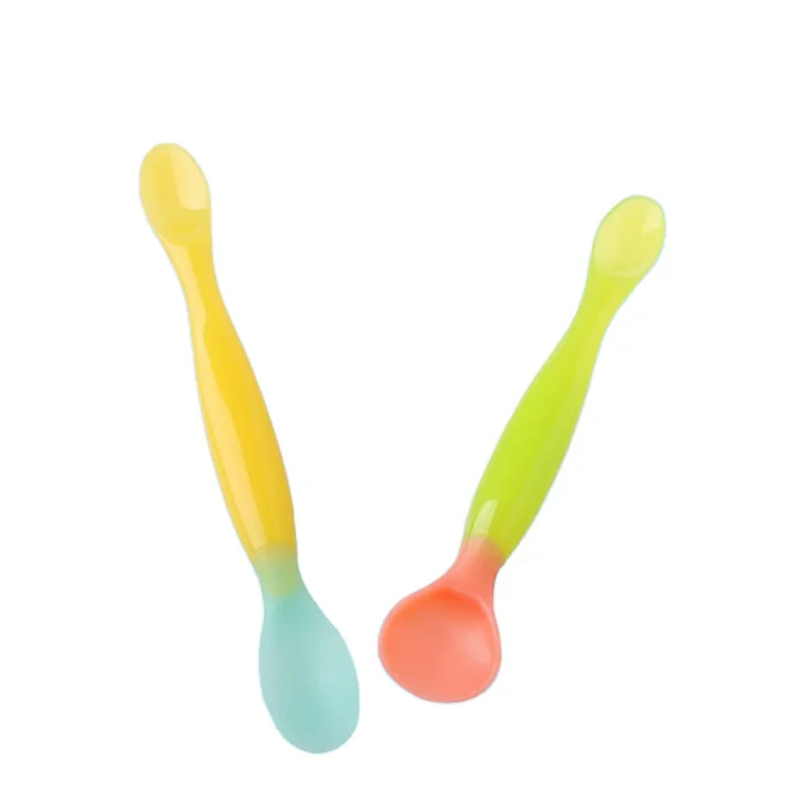 

2pcs/set Baby Silicone Feeding Measuring Spoon Maternal And Child Supplies Soft Head Newborn Silicone Spoon set for babies