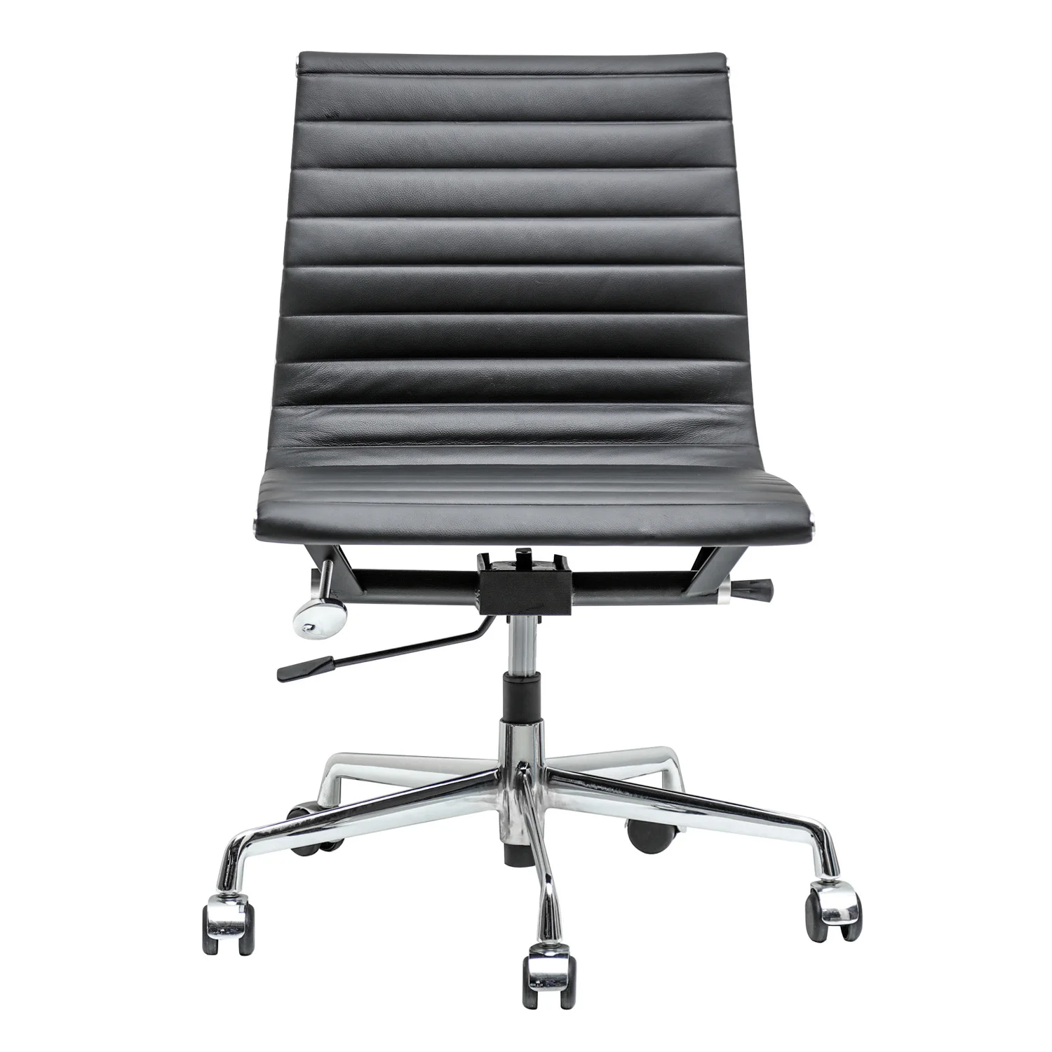 
Chromed Aluminum Armless Conference Room Chairs with Wheels 