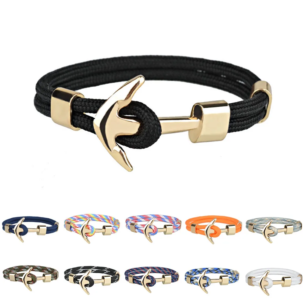 

Kirykle Hot Sale Couple Bracelets Fashion Alloy Anchor Bracelets Bangles Braided Polyester Rope Bracelets For Women Men Gifts