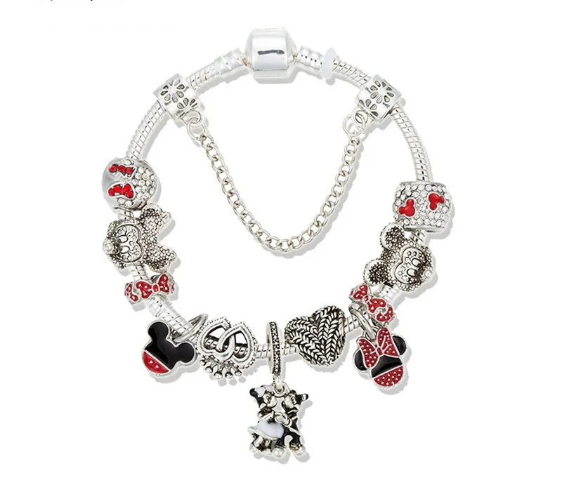 

Creative Alloy Inlaid Crystal Bangle Bracelets Lovely Mickey Mouse Pendent Bracelets Charm Bracelets Factory Direct Sale, Picture shows