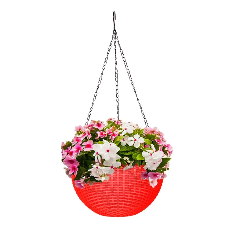 

BRICE hangende pot Indoor outdoor round self-watering plastic rattan hanging planter