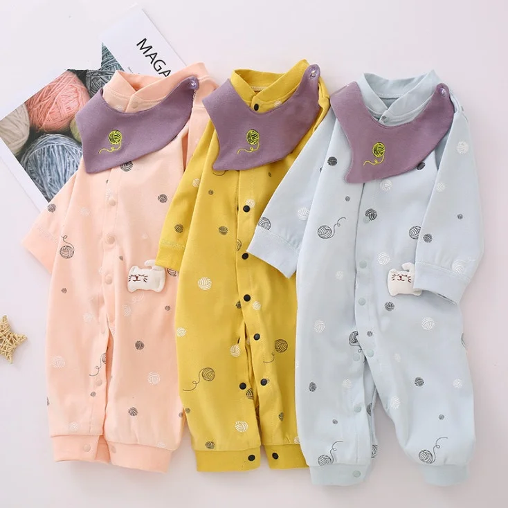 

New various design spring fall long sleeve printed romper baby girl's boy clothes