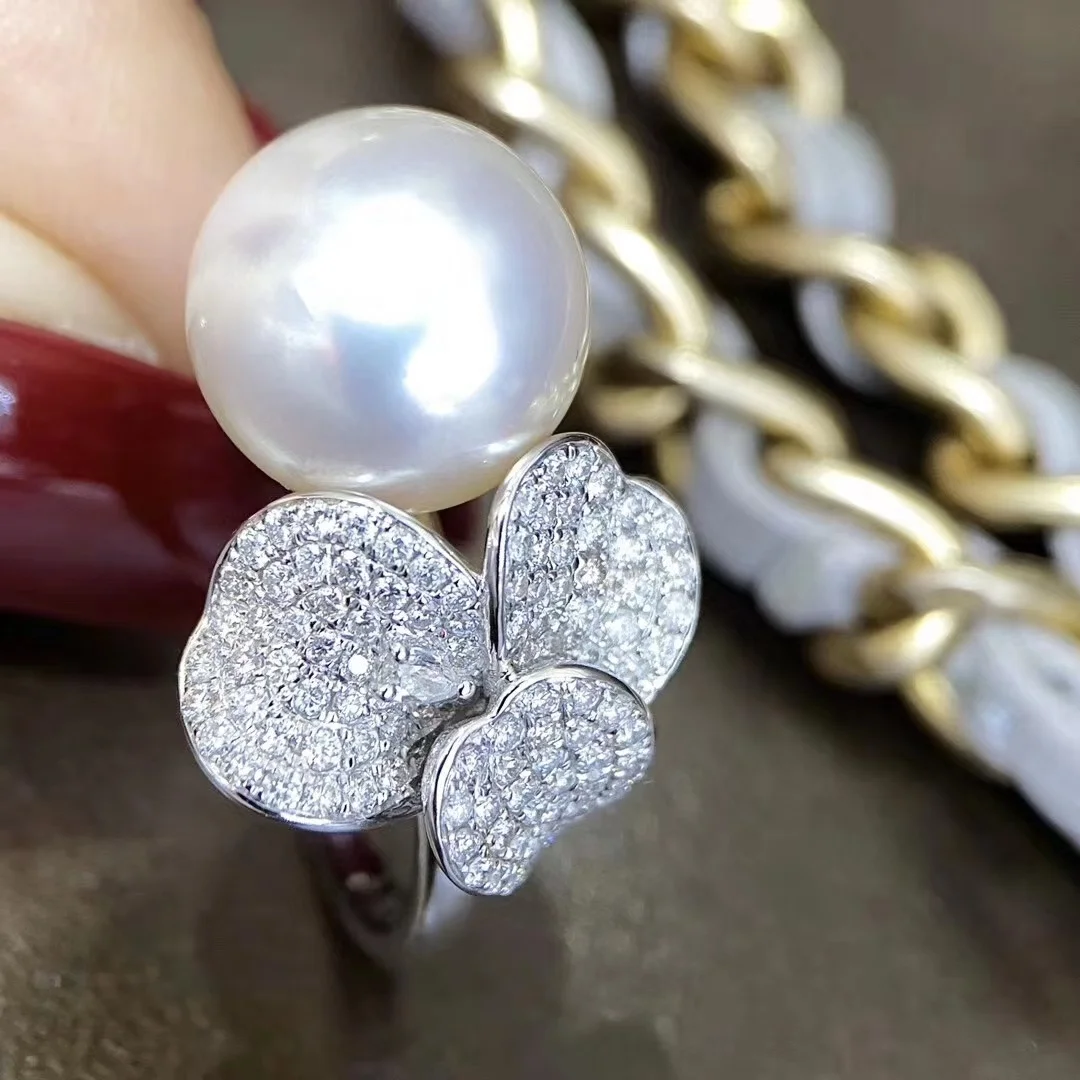 

Wholesale Latest personalized customized S925 fresh water pearl ring, Silver color