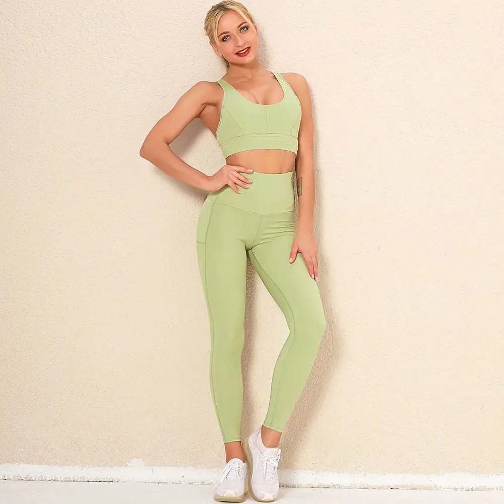 

Women Sport Suit Yoga Set Gym Workout Clothes Fitness Bra+ High Waist Energy Seamless Leggings Yoga Suit Fitness Clothing, Picture color