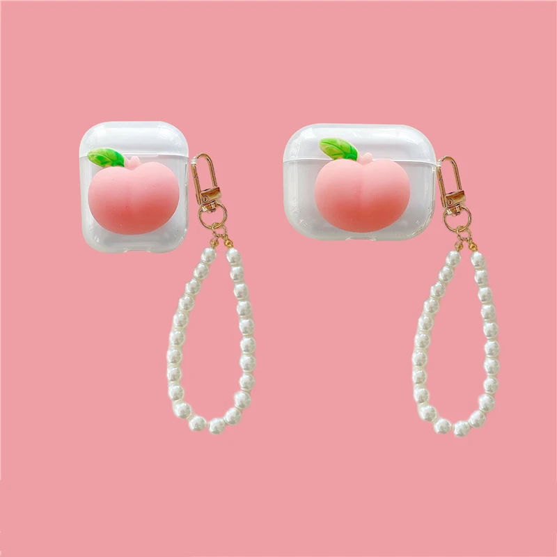 

2021 New Cute Soft Peach Release Stress Cases Wireless Earphone Protective Cover Accessories Case for Apple Airpods 1 2 Pro
