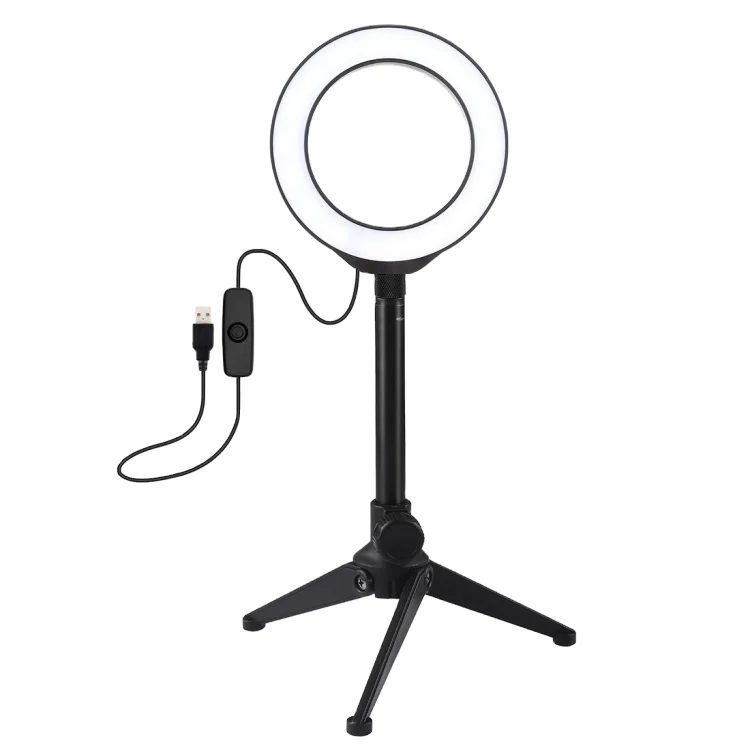 

PULUZ 4.7 inch 12cm Ring Light with Desktop Tripod Selfie Stick Mount USB White LED Selfie Ring Light Vlogging Photography Light