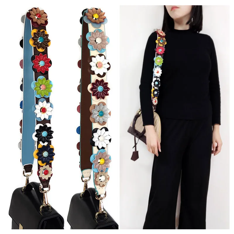 

Meetee B-S515 New Flower Real Leather Bag Shoulder Strap, Color