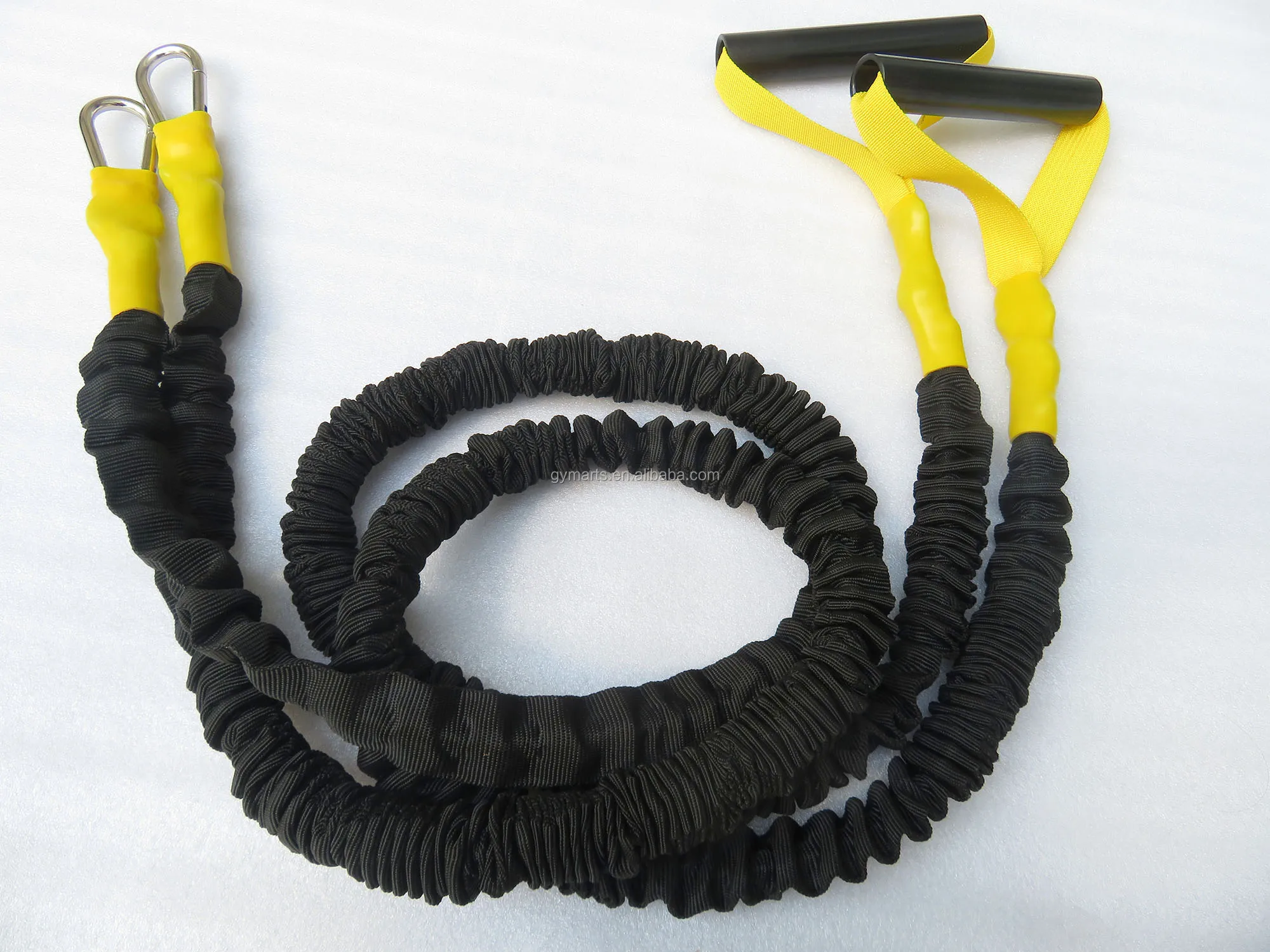 Resistance Band With Fabric Sleeve Covered Handle Grip For Bodybuilding