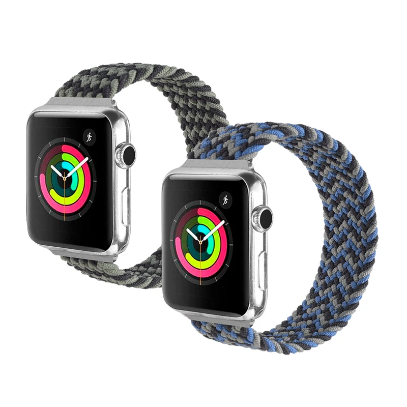 

Ready to Ship New Arrival Braided Solo Loop Bracelet Elastic Sport Watch Band for Apple Watch 6/SE/5/4