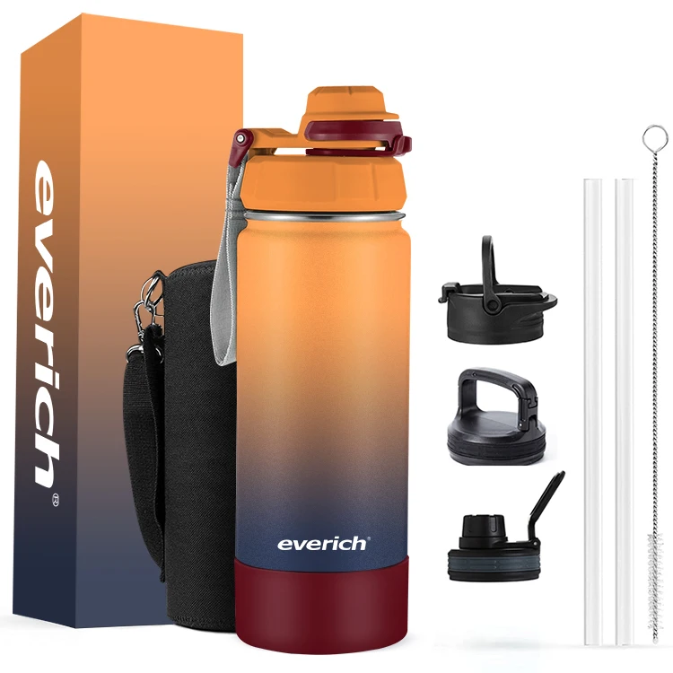 

2022 New Wide Mouth Double Wall Vacuum Insulated Stainless Steel Sports Water Bottle with Straw Lid Eco friendly Water Bottle