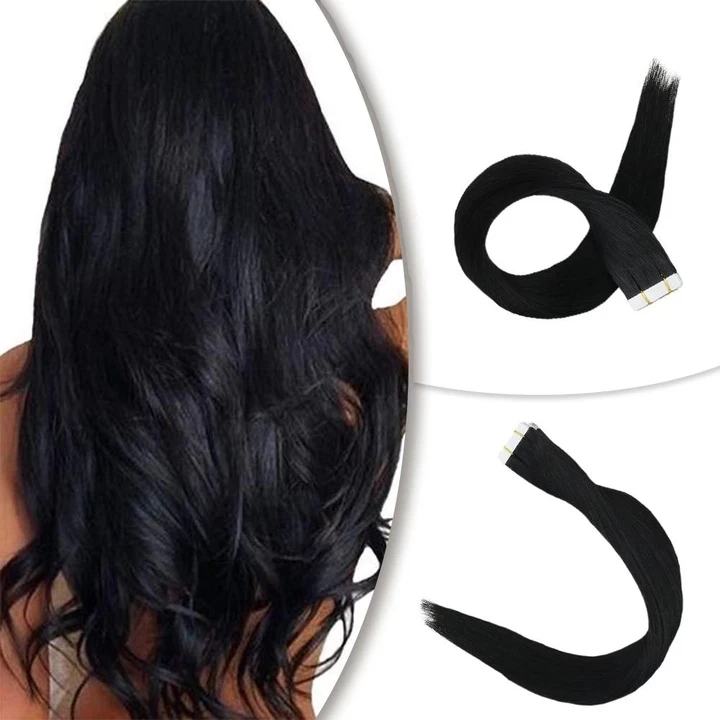 

Hot Selling Double Drawn Off Black Russian Tape Hair Extensions Vrigin Remy Tape Hair Human Tape In Hair Extensions