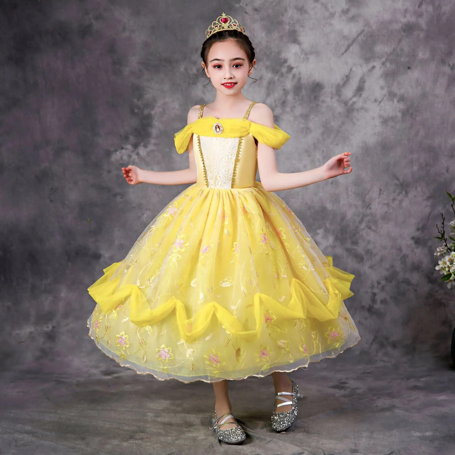 

MQATZ Beauty and The Beast Belle Princess Dress Girls Halloween Christmas Cosplay Costume Princess Dress For Kids