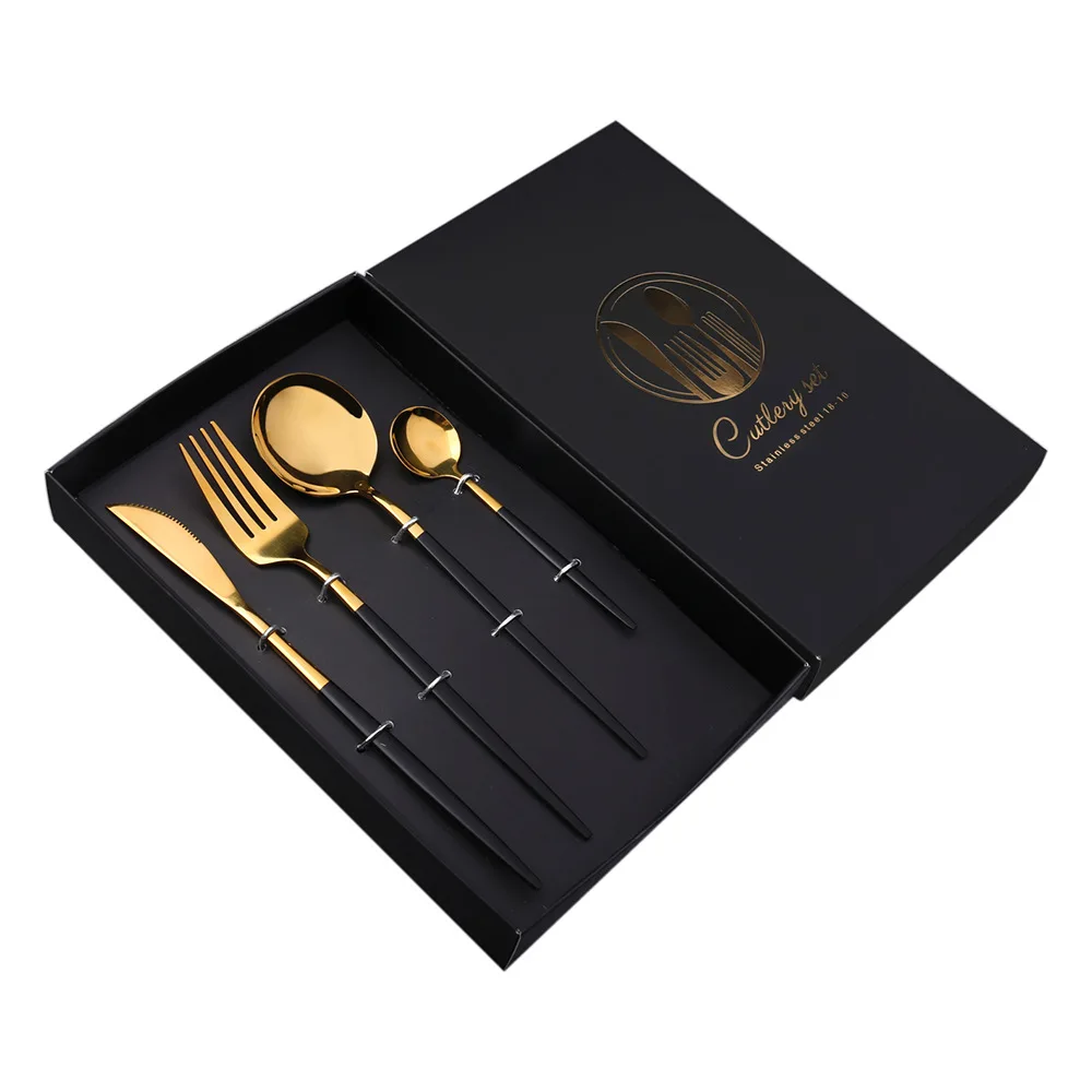 

Wholesale Stainless Steel Tableware Wedding Cuttlery Pink Gold Spoon Fork Cutlery with Giftbox, Gold/sliver