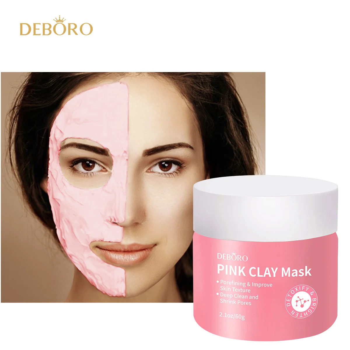 

Kaolin Pink Clay Mask Skincare Pore Minimizer Cleansing Detoxify Pink Clay Face Mask Mud