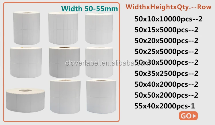 Blank Custom Size White Thermal Transfer Label Self Adhesive Paper Barcode Stickers Rolls for Shipping Mark
