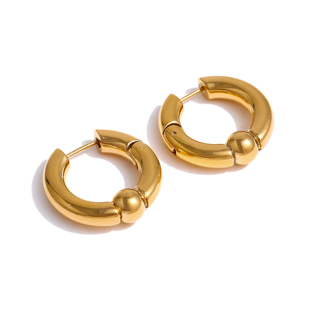 

JINYOU 815 25mm 18K Gold Plated Huggie Earrings 316 Stainless Steel Round Hoop Earrings for Women