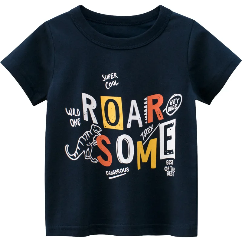 

2021 New Style Summer Letter Printed Short Sleeve Breathable Comfortable 100% Cotton Children Boys T Shirt