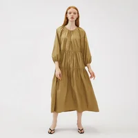 

Autumn and winter Hot sale new product vacation wear O-Neck longsleeve Waist pleat casual women dress