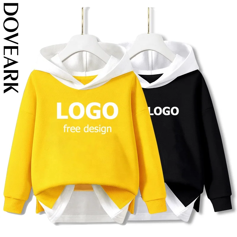 

Wholesale 2022 New Design Low MOQ Custom Logo 85%Cotton Colorant Match Fake-2 in 1 Fake-Two Hooded Sweaters Hoodie Sweater