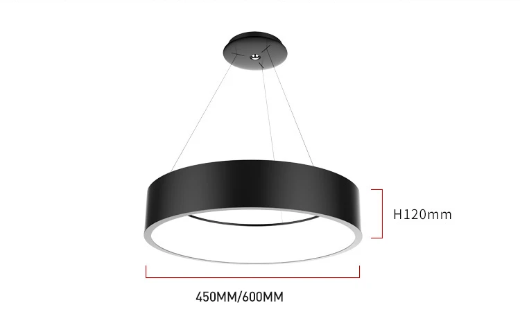 Circle light ring acrylic chandelier  black/grey/white simple round chandelier lighting