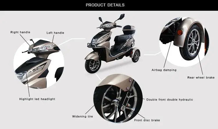 Newest three wheel handicapped tricycle scooter  800w cheap price 3 three wheel disability with padals for adults/elderly