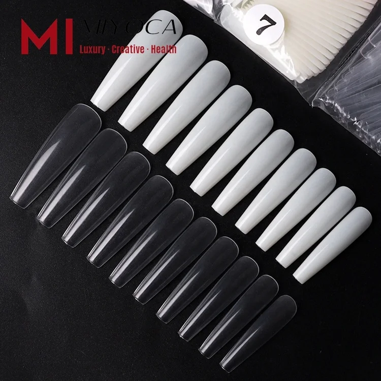 

Miyoca 2021 Popular Fashionalble Clear Case Pre Design Tips Long Tip Sticker For Nail Japan Fancy Press On Extension Nails