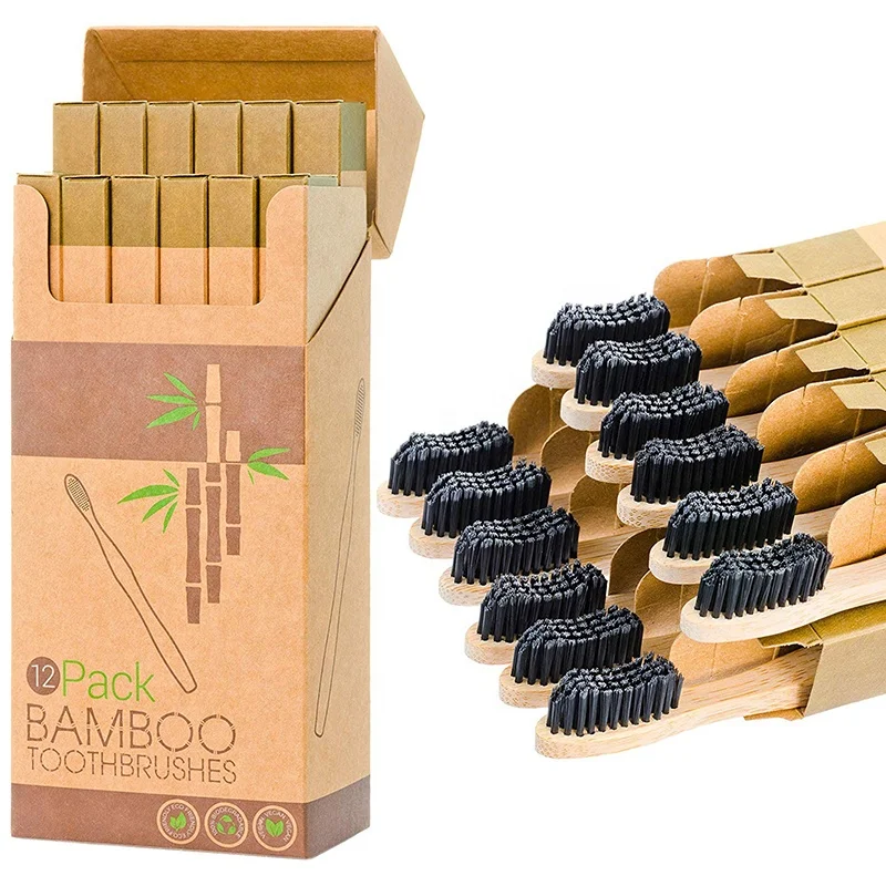 

Premium natural waveform custom clean biogradable bamboo toothbrush, Natural color
