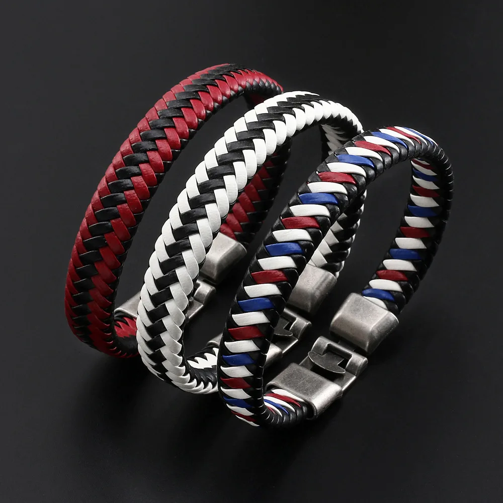 

Mix Color Braiding Genuine Leather Men Bracelets 21cm Braided Leather Bracelet For Women Men Unisex