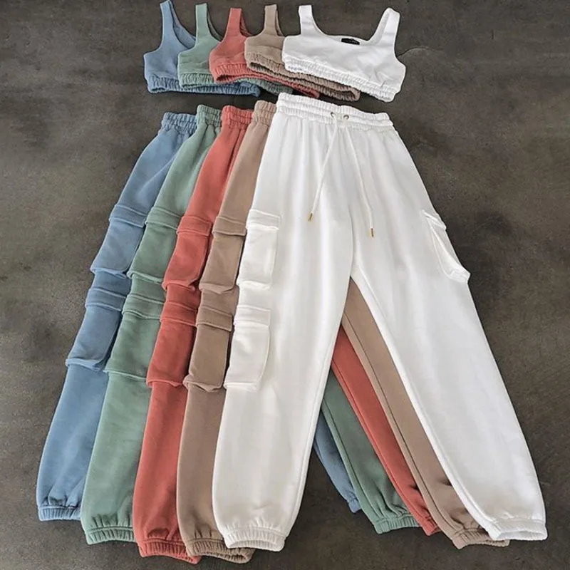 

Hot Style Summer Casual Sleeveless O Neck Tank Top Clothing Two Piece Pants Set with Pocket, In available
