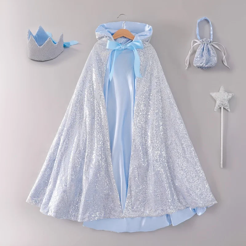 

Factory Price Dress up Halloween Cloak Snow Queen Elsa Anna Costume Carnival Party for Girls BX211 TV & Movie Costumes Children, Golden,blue,sky blue,sliver
