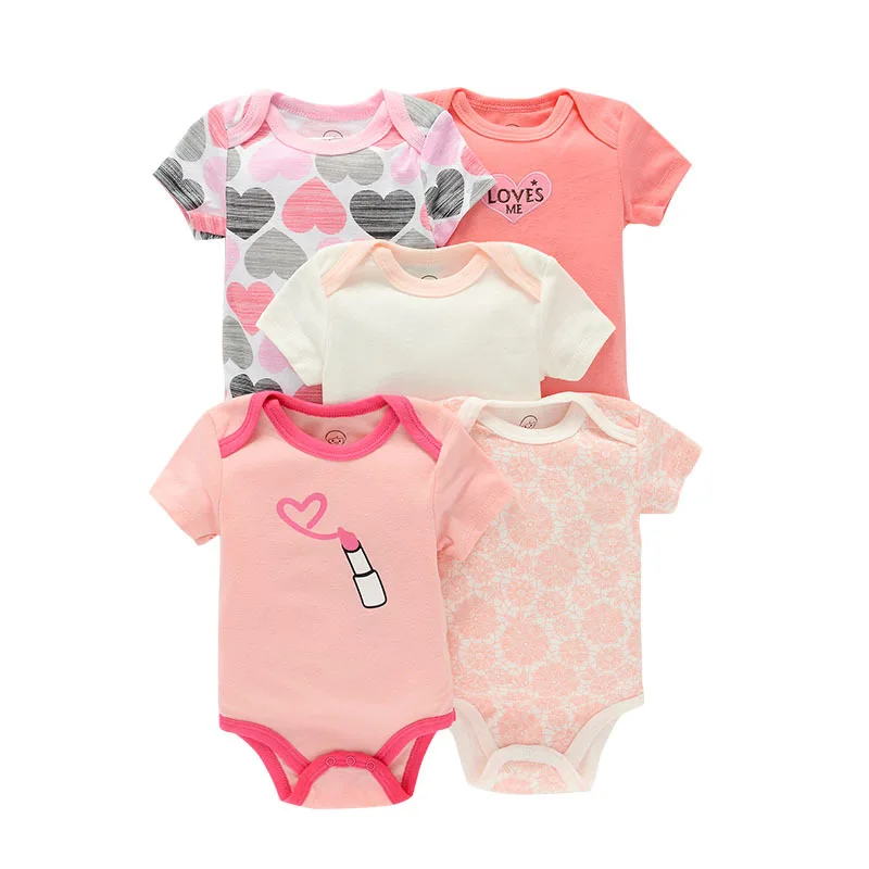 

Wholesale summer lovely design infant romper 100% cotton little baby clothes pajamas baby boy girl bodysuit a set of 5 pieces, Picture