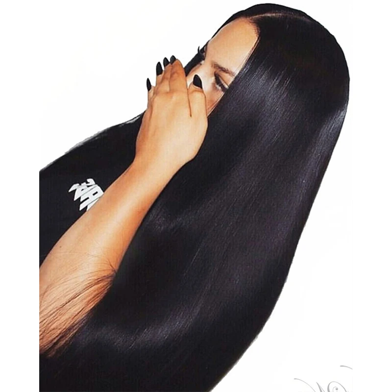 

New type of black 28 inch straight synthetic wig machine natural wig heat resistant fiber wig