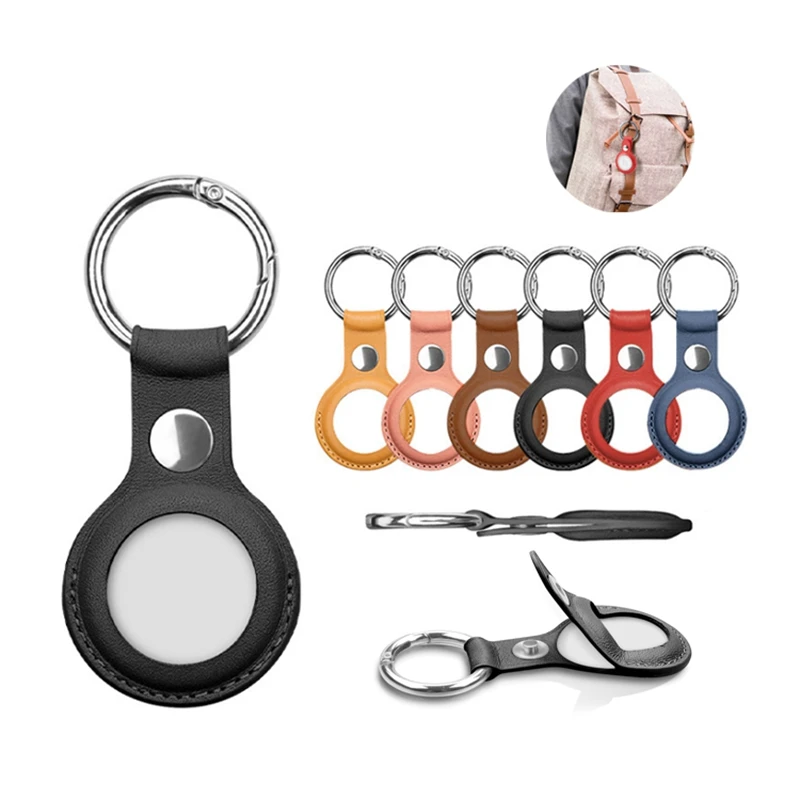 

Amazon Hot Gps Air Tag Case Cover Basic Leather With Key Ring Vegan Leather Case For Airtags, Customized color