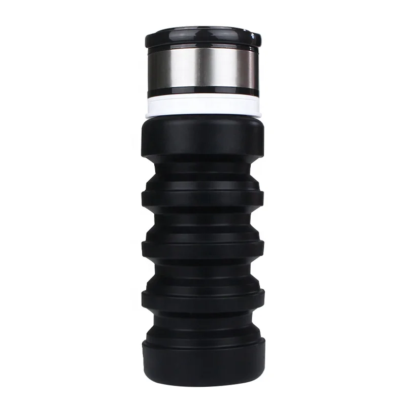 

400ml 13oz bpa free silicone foldable smart water bottle for sport, Black, pink, grey, blue