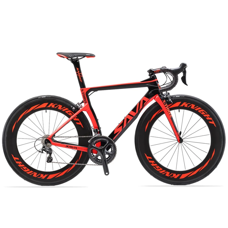 

SAVA 2021 New Design Full Carbon Fibre Bike V brake Road Bike 22 Speed 700C Lightweight Carbon Bicycles, Red/grey/orange/black red/black green