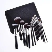 

Miyaup Hot Sale 15pcs Portable High Quality Black Handle Brosse a maquillage Custom Logo Makeup Brushes Kit With PU Zipper Bag