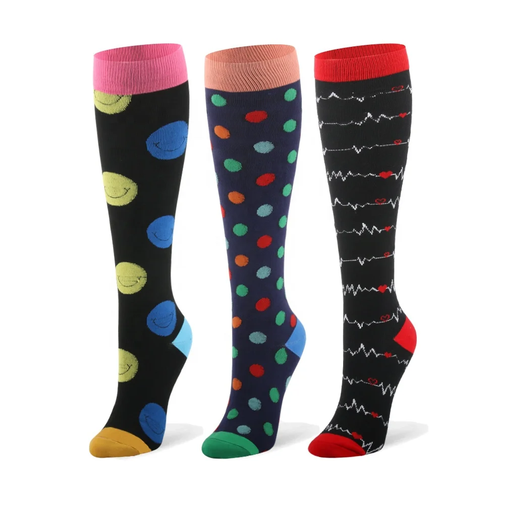 

custom logo wholesale men and women medias de compression socks 2030mmhg knee high, Black and skin color