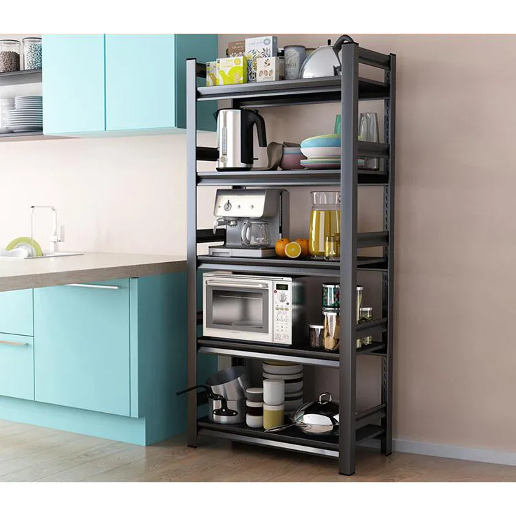 

Corner Steel Shelves Multi Layer Microwave Oven and Kitchen Products Storage Rack Kichen Stand Shelf, Black, white