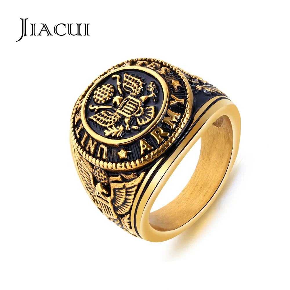 

Jiacui wholesale 316L stainless steel jewelry fashion silver name designer eagle rings for men, Gold,silver