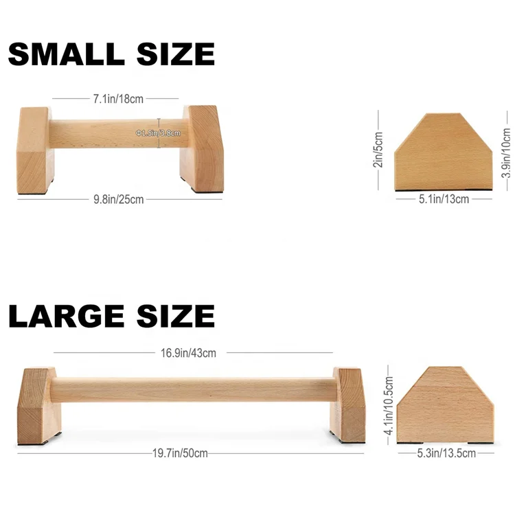 Wellshow Sport Wooden Parallettes Push Up Handle Bar Gym Gear Equipment