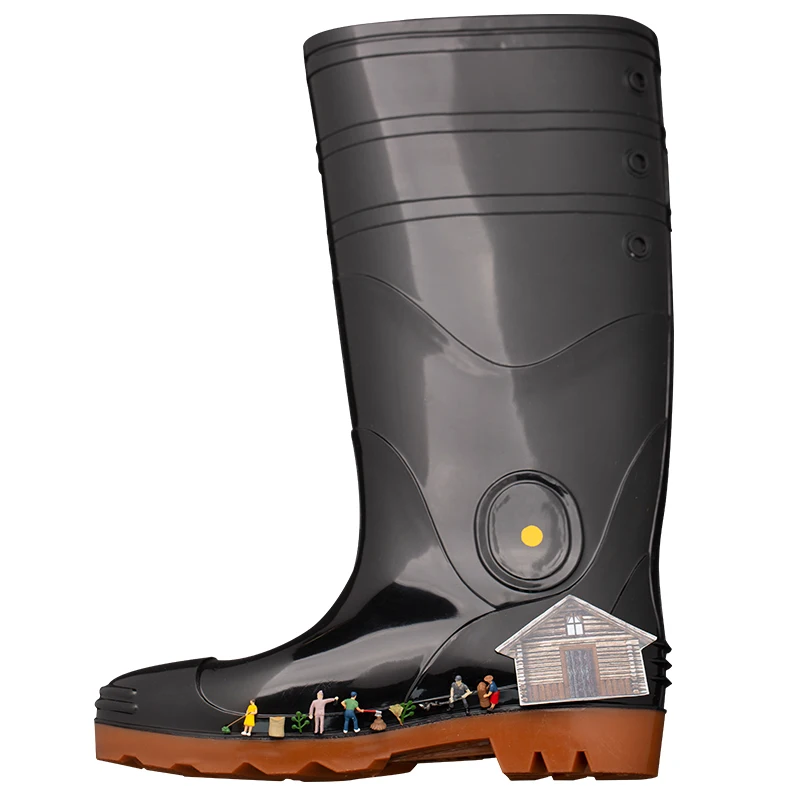 

Hot Sale PVC Soft And Comfortable Fashionable Anti Smash Men Cheap Safety Rain Boots Men For Work, Customized