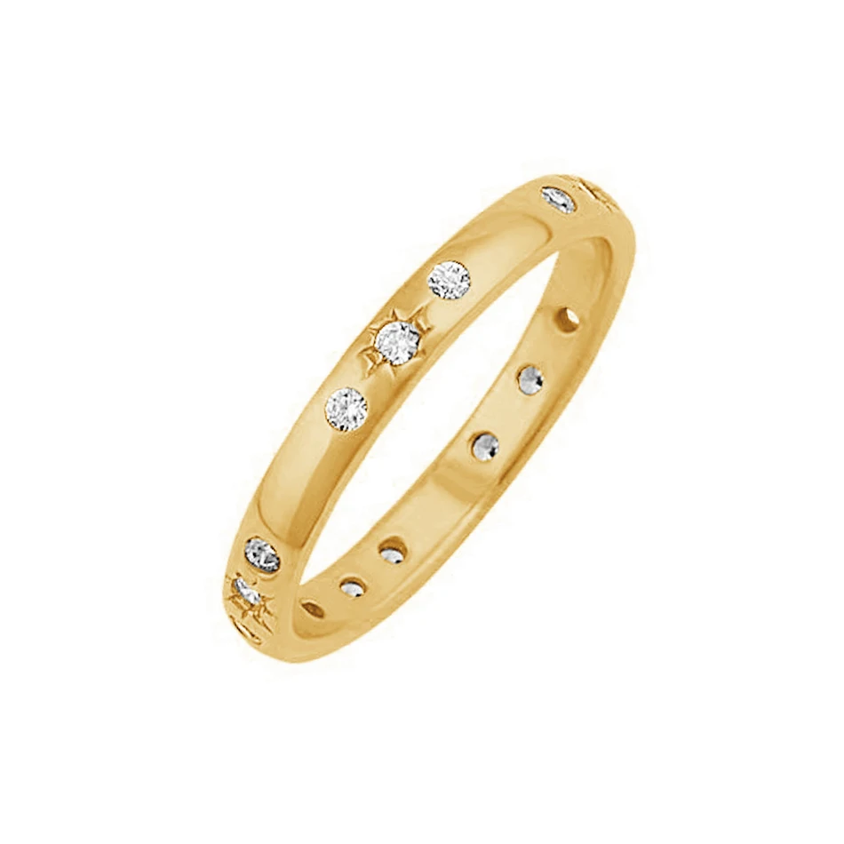 

gold jewelry 925 sterling silver classic ring 18k gold plated dainty starry night ring design for women