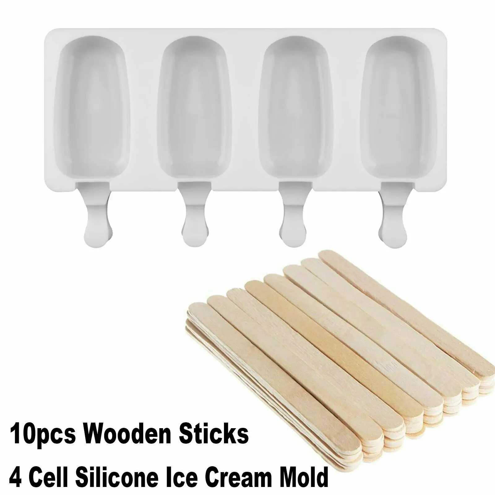 

4 Cell Silicone Frozen Ice Cream Mold Juice Popsicle Maker Ice Lolly Pop Mould