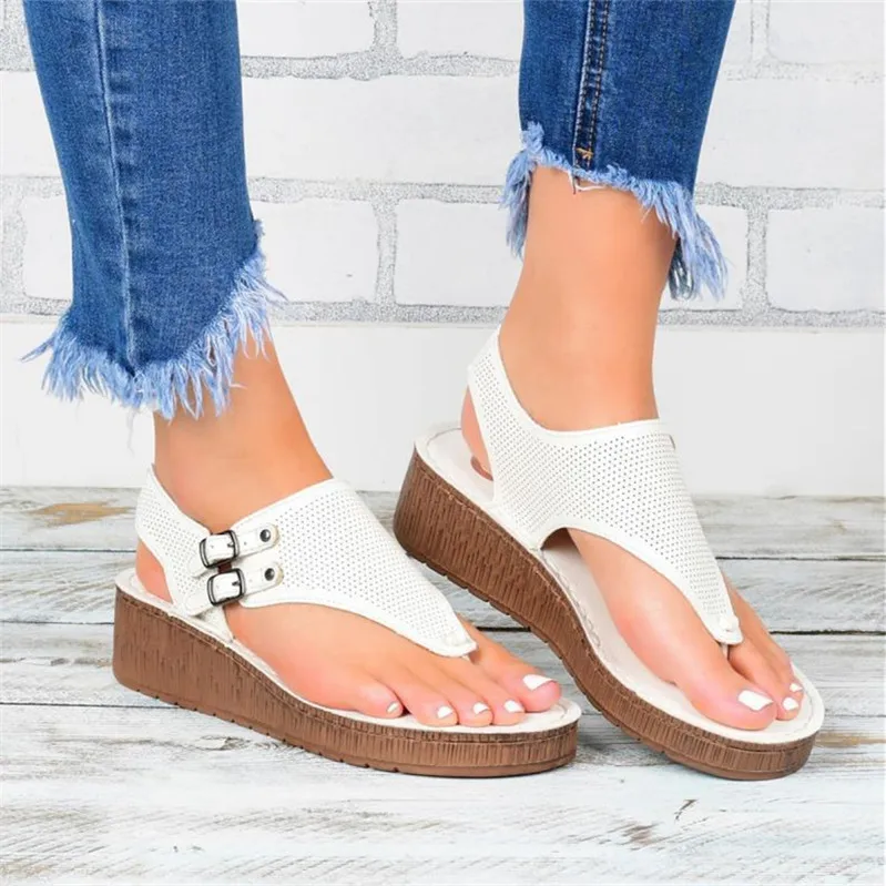 

Sandals women 2021 new Korean style fashion hollow platform casual flip flops plus size ladies sandals