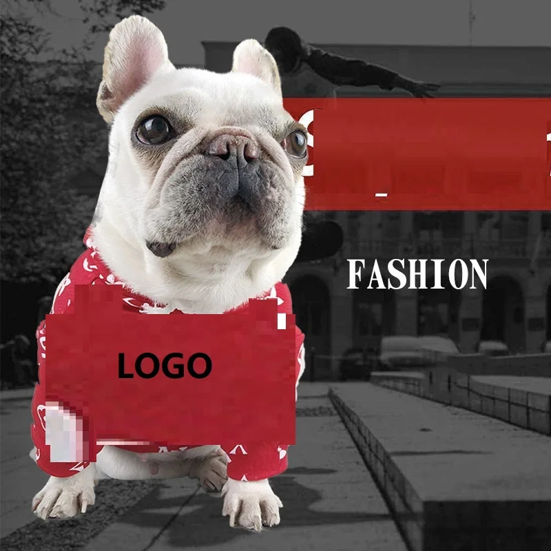 

New pet trendy brand sweater with hat French bulldog pullover sweater cat Teddy clothes wholesale