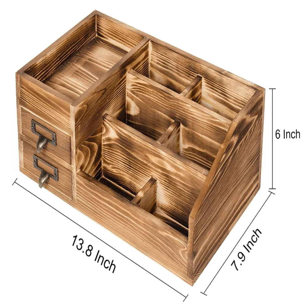 Country rustic style brown tabletop storage cabinet stepped rack best selling wood desktop organizer paper storage