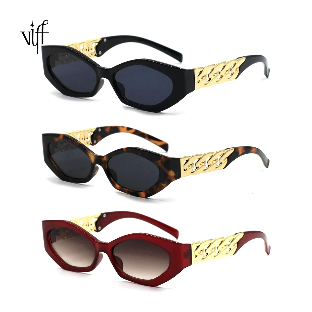 

2021 VIFF HP18739 Gold Metal Chain Kim Kardashian Beyonce Vintage Hip Hop Sunglasses Sun Glasses River