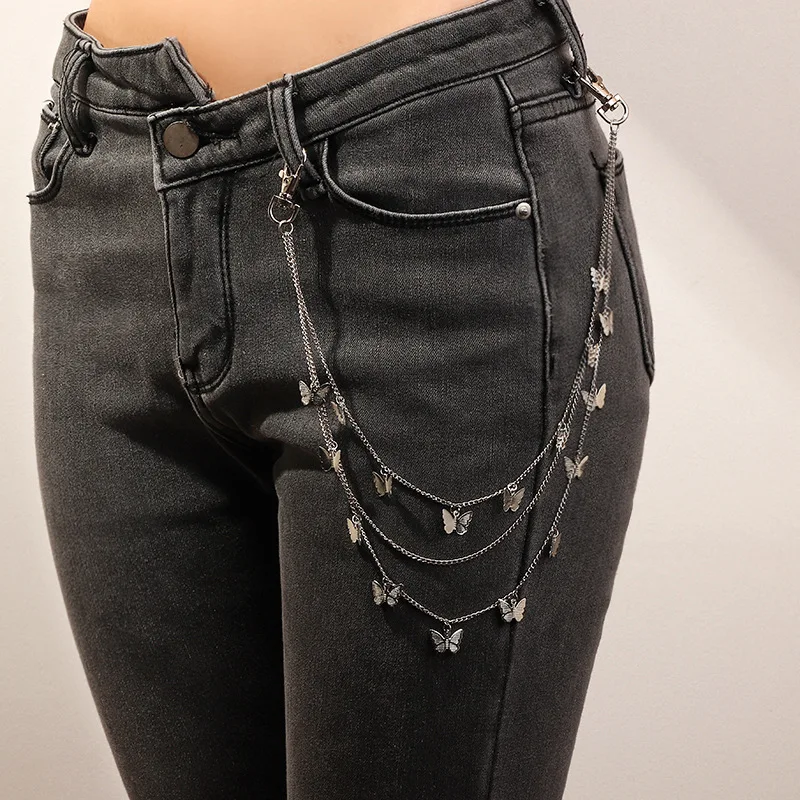 

Simple creative butterfly multi-layer body chain Punk pendant waist chain